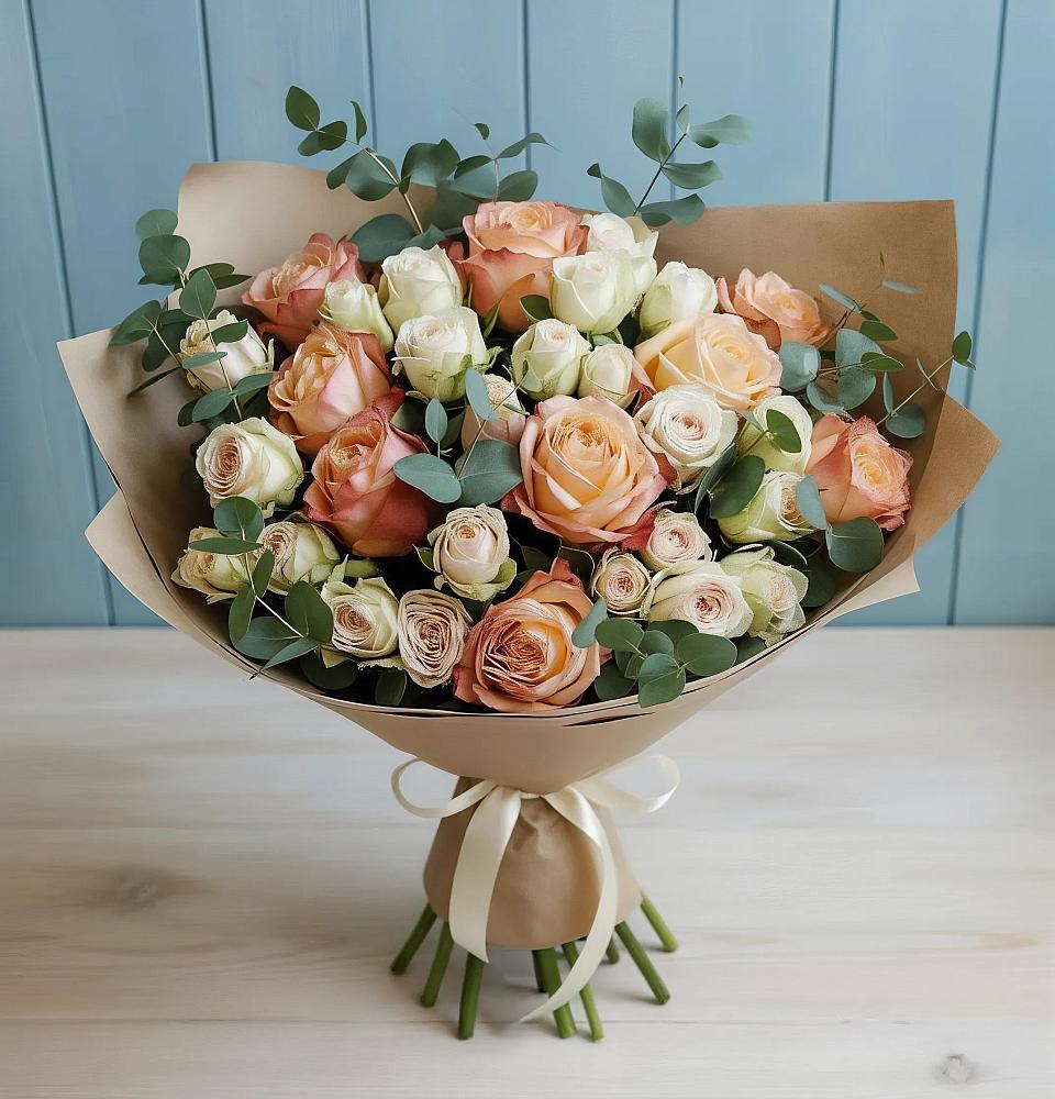 Букет цветов из: Альстромерии и Розы в Жуков