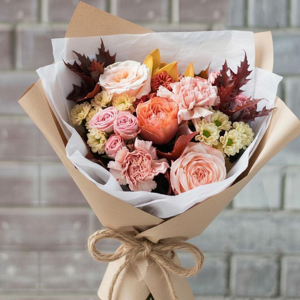 Букет цветов из: Гвоздики, Хризантемы и Розы в Жуков