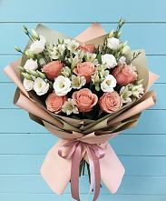 Букет цветов из:  Розы, Альстромерии и Лизиантусы в Жуков