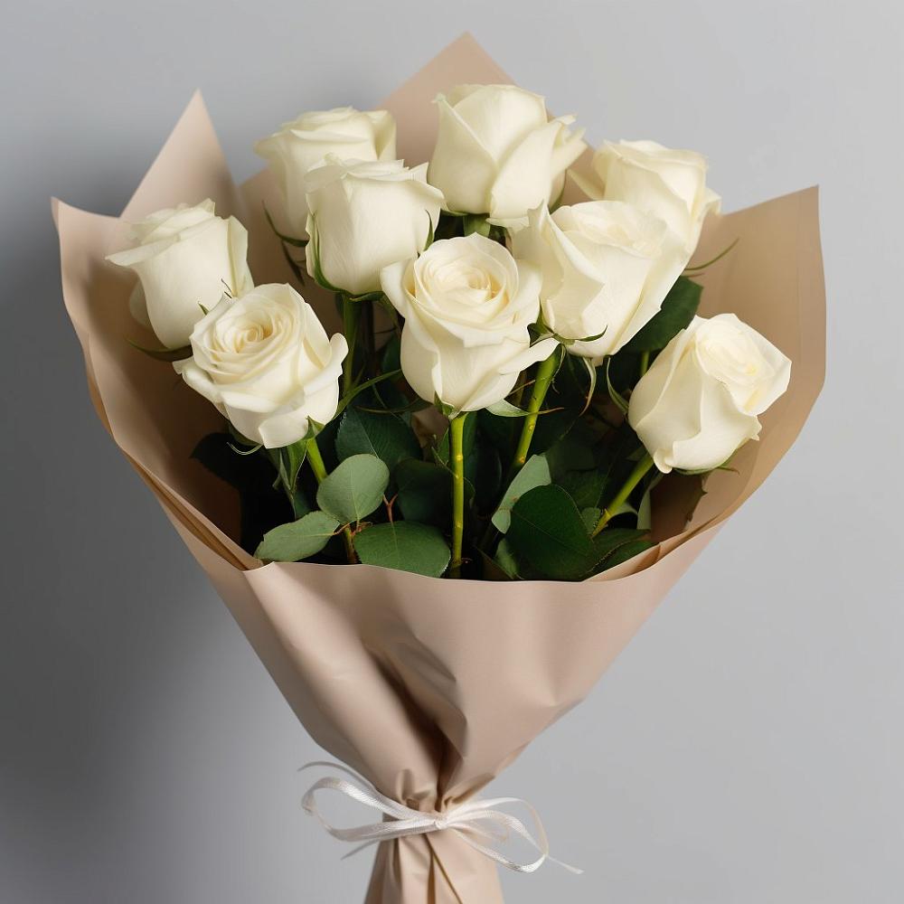 Букет 9 Белых роз Эдлесс Лав в Жуков