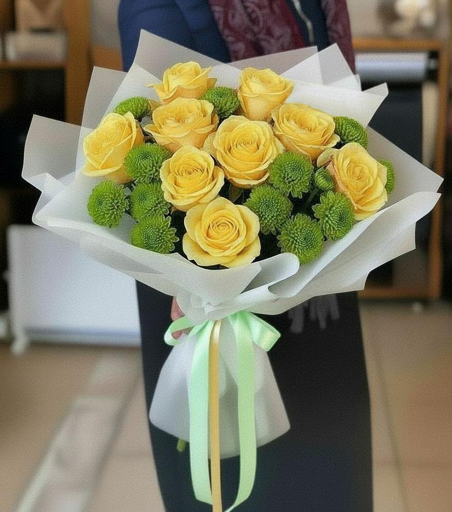 Букет цветов из: Хризантемы и Розы в Жуков