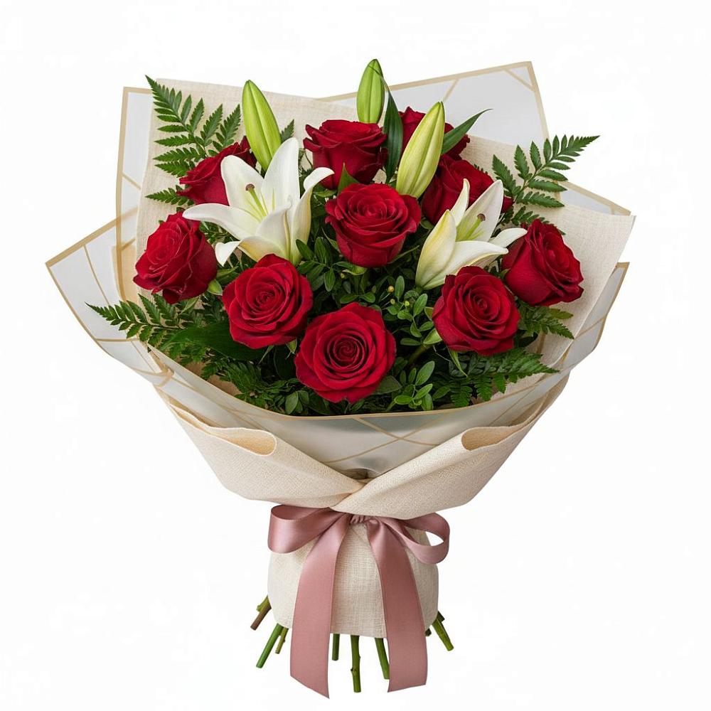 Букет цветов из: Лилии и Розы в Жуков