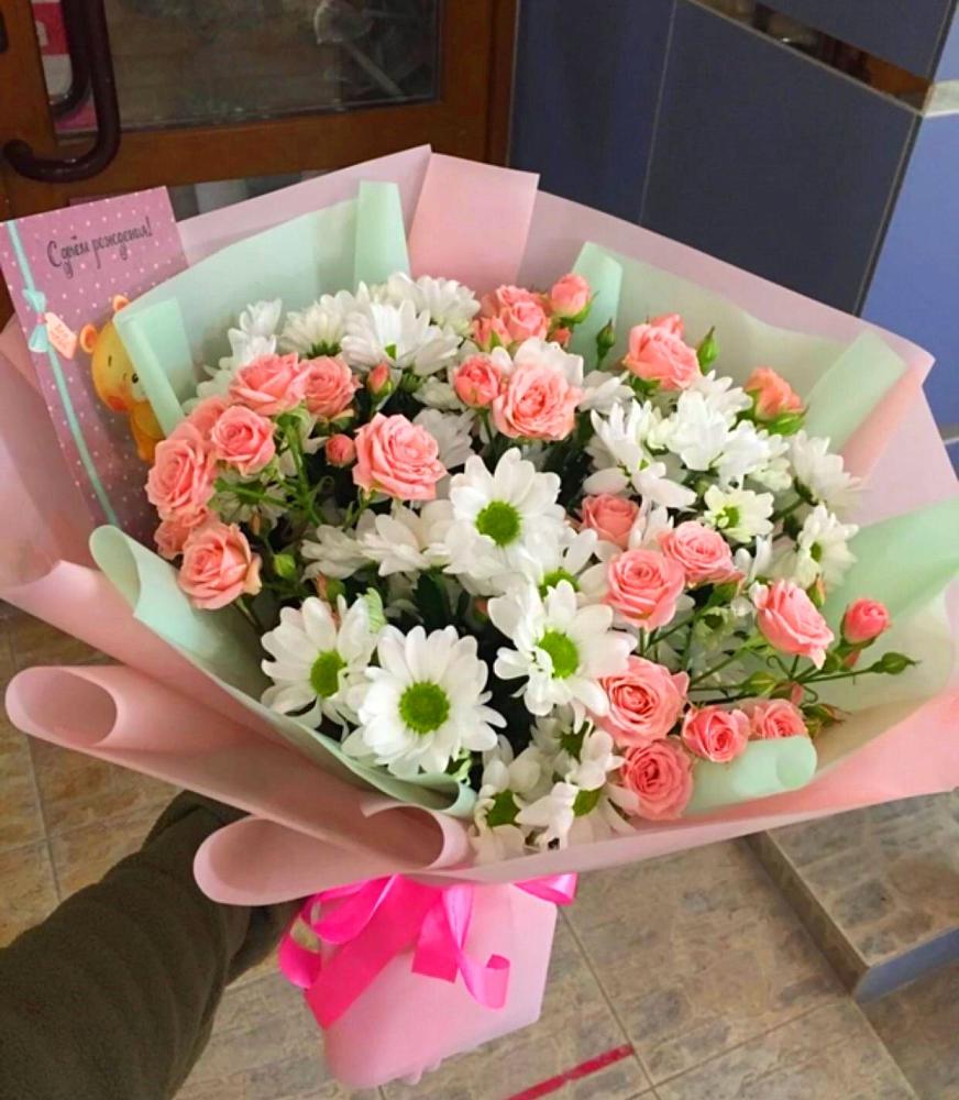 Букет цветов из: Розы и Хризантемы в Жуков