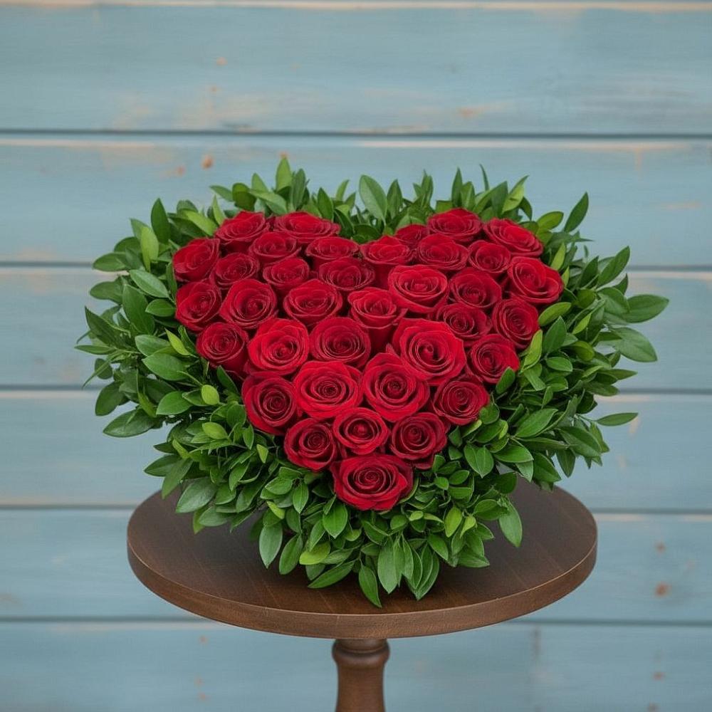 Цветочная композиция из Розы в виде сердца в Жуков