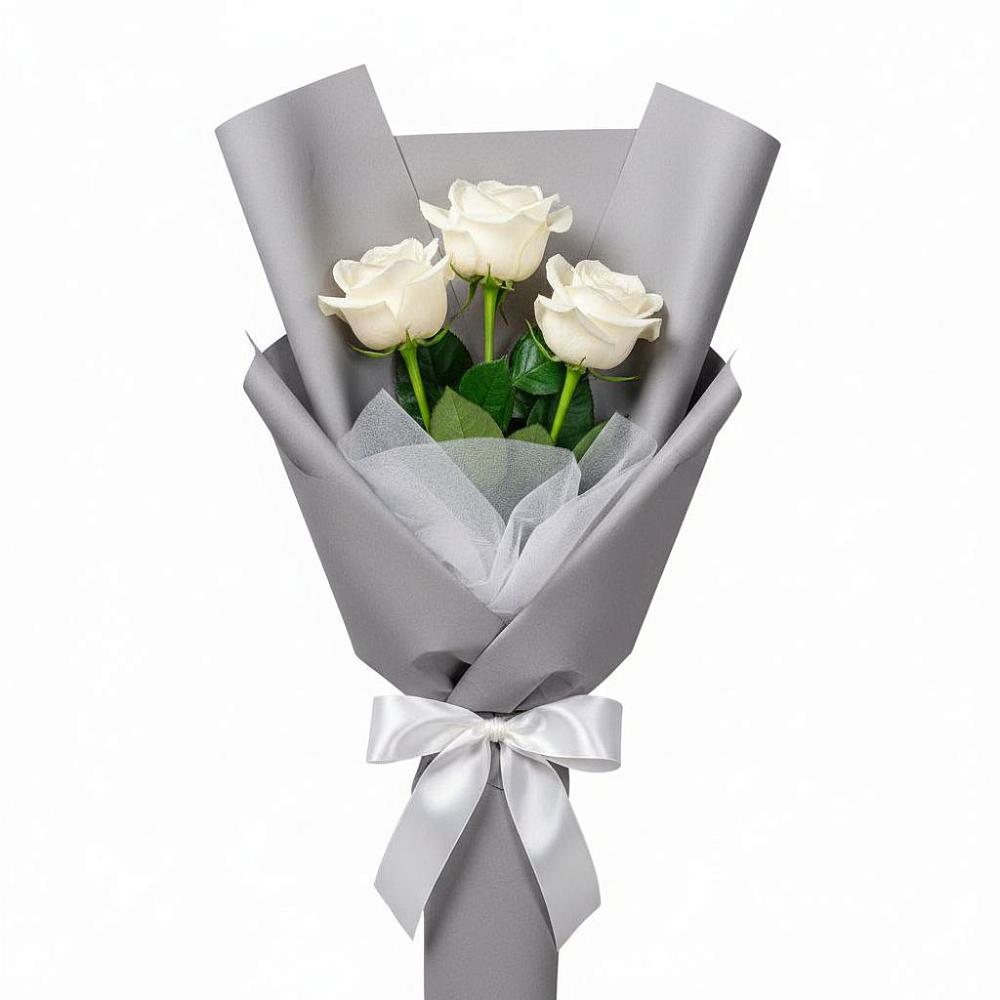Букет 3 белые розы в Жуков