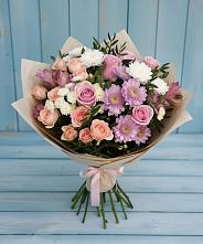 Букет цветов из:  Хризантемы, Розы и Альстромерии в Жуков
