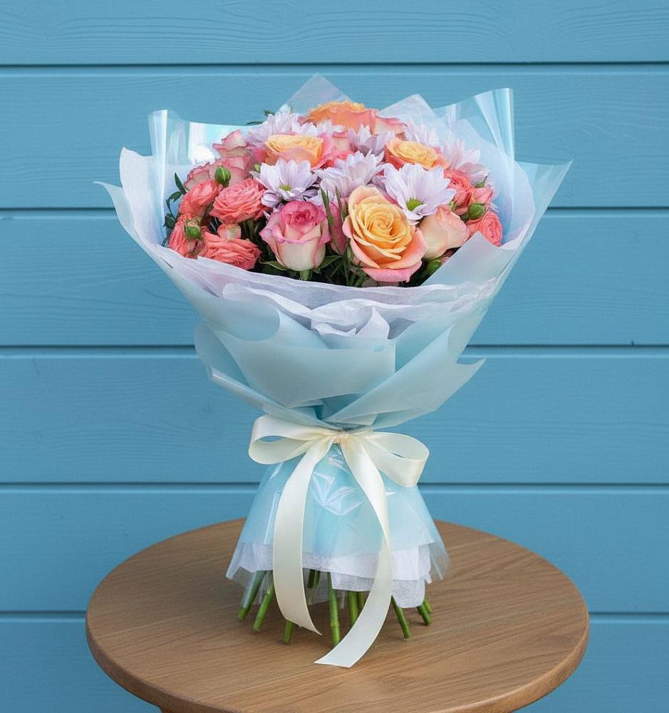 Букет цветов из: Хризантемы и Розы в Жуков