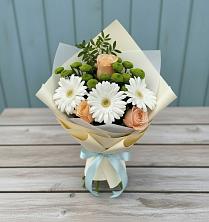 Букет цветов из:  Герберы, Розы и Хризантемы в Жуков