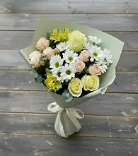 Букет цветов из:  Альстромерии, Розы и Хризантемы в Жуков